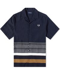 Fred Perry Black Striped Knitted Shirt for Men | Lyst