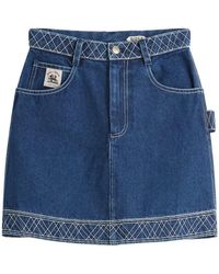 Bode - Embroidered Denim Skirt - Lyst
