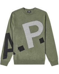 A.P.C. - All Over Logo Crew Knit - Lyst