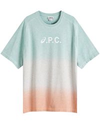 A.P.C. - X Asics Wind Logo Dip Dye T-Shirt - Lyst