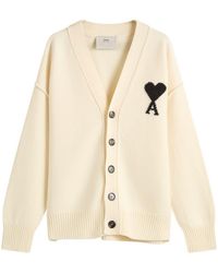 Ami Paris - Felted Merino Wool Knit Adc Cardigan - Lyst