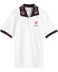 CASABLANCA - Textured Pique Chenille Collar Raglan Polo - Lyst