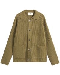 Ami Paris - Felted And Chunky Wool Ribbed Knit Cardigan - Lyst