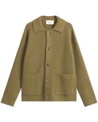 Ami Paris - Felted And Chunky Wool Ribbed Knit Cardigan - Lyst