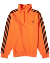 adidas - 3 Stripe Half Zip Crew Sweater - Lyst