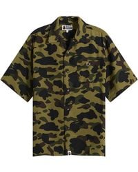 A Bathing Ape - 1St Camo Open Collar Short Sleeve Shirt - Lyst