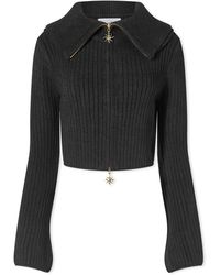 House Of Sunny - Peggy Double Collar Cropped Cardigan - Lyst