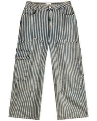 Ganni - Light Stripe Denim Carpenter Jeans - Lyst
