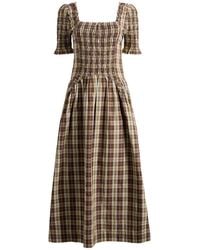 Damson Madder - Emmy Shirred Midi Dress - Lyst