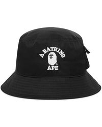 A Bathing Ape College Pocket Bucket Hat - Black