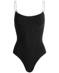 Hunza G - Pamela Contrast Tape Swimsuit - Lyst