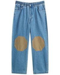 EBIT - Denim Pant With Octagon Patch - Lyst