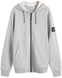 Stone Island - Cotton Fleece Garment Dyed Zip Hoodie - Lyst