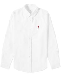 Ami Paris - Button Down Logo Oxford Shirt - Lyst