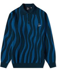 by Parra - Aqua Weed Waves Knitted Polo Shirt - Lyst