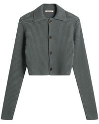 AURALEE - Crop Knit Shirt Cardigan - Lyst