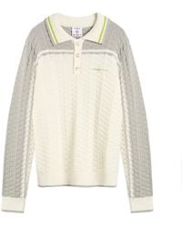 CASABLANCA - Tennis Boucle Long Sleeve Polo Shirt - Lyst