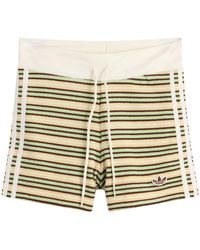 adidas - Striped Terry Mini Shorts - Lyst