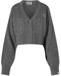 A Bathing Ape - Cable Cropped Knit Cardigan - Lyst