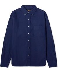 Beams Plus - Button Down Solid Flannel Shirt - Lyst