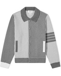 Thom Browne - Stripe Seersucker Polo Collar Bomber Jacket - Lyst