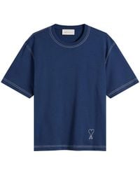 Ami Paris - Short Sleeve Boxy Fit T-Shirt With Topstitched Ami - Lyst