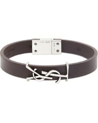 Saint Laurent - Ysl Leather Bracelet - Lyst