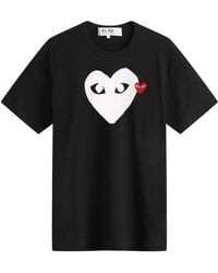 COMME DES GARÇONS PLAY - Double Heart Logo T-shirt - Lyst