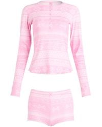 Skims - Plush Pointelle Henley & Short Set - Lyst