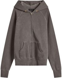 Les Tien - Heavyweight Raglan Oil Washed Zip Hoodie - Lyst