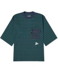 and wander - Stripe Pocket Half Sleeve T-Shirt - Lyst