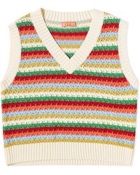 Kitri - Winona Multi Striped Crochet Knit Vest - Lyst