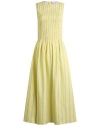 House Of Sunny - Striped Ruched Mesh Dress - Lyst