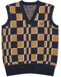 Fred Perry - Glitch Chequerboard Knit Vest - Lyst