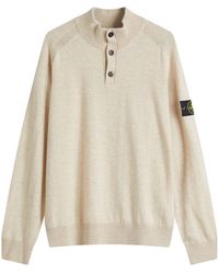Stone Island - Geelong Wool Half Button Knit - Lyst