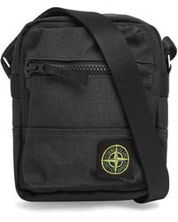 Stone Island Coated Cotton Cross Body Bag in Black for Men Stone Island Coated Cotton Cross Body Bag in Black for Men