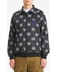 Needles Men S Poly Jacquard Track Jacket Leopard in Brown