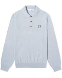 Maison Kitsuné - Bold Fox Head Patch Knitted Polo Shirt - Lyst