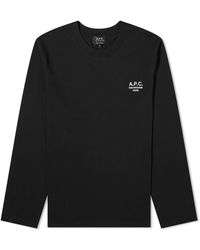 A.P.C. - Long Sleeve Olivier Embroidered Logo T-Shirt - Lyst