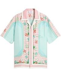 CASABLANCA - Cuban Collar Short Sleeve Patterned Silk Shirt - Lyst