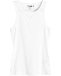 Ganni - Soft Cotton Rib Tank Top - Lyst