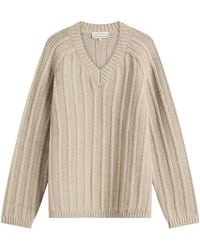 Studio Nicholson - Sussex V-Neck Wool Cable Knit Jumper - Lyst