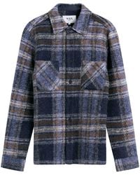 Wax London - Whiting Check Wool Blend Overshirt - Lyst