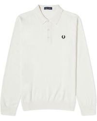 Fred Perry - Long Sleeve Knit Polo Shirt - Lyst