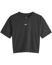 Nike Elastic Drawcord Cropped Mini Swoosh Sweatshirt in Black Lyst
