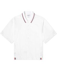 Thom Browne - Knit Collar Short Sleeve Seersucker Shirt - Lyst