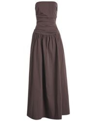 St. Agni - Gathered Strapless Tie Back Maxi Dress - Lyst