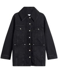 Ganni - Rigid Denim Midi Jacket - Lyst