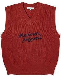 Maison Kitsuné - Maison Kitsune Handwriting Logo Oversize Vest Burnt - Lyst