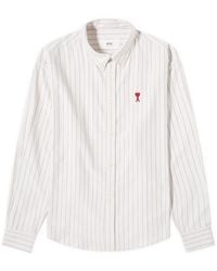 Ami Paris - Boxy Fit Heart Stripe Shirt - Lyst